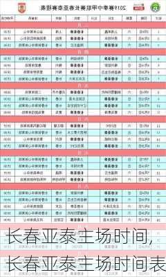 长春亚泰主场时间,长春亚泰主场时间表