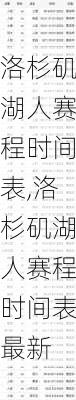 洛杉矶湖人赛程时间表,洛杉矶湖人赛程时间表最新
