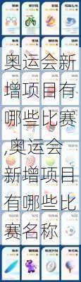 奥运会新增项目有哪些比赛,奥运会新增项目有哪些比赛名称