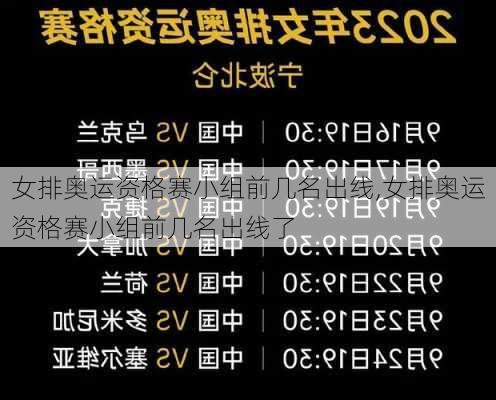 女排奥运资格赛小组前几名出线,女排奥运资格赛小组前几名出线了