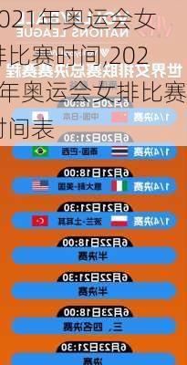 2021年奥运会女排比赛时间,2021年奥运会女排比赛时间表