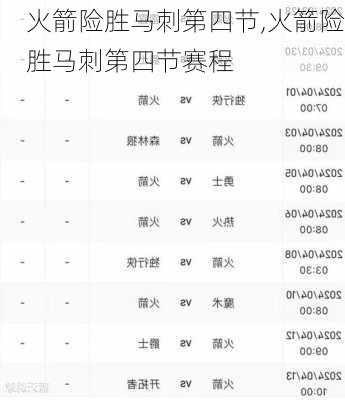 火箭险胜马刺第四节,火箭险胜马刺第四节赛程