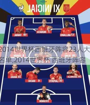 2014世界杯西班牙阵容23人大名单,2014世界杯 西班牙阵容
