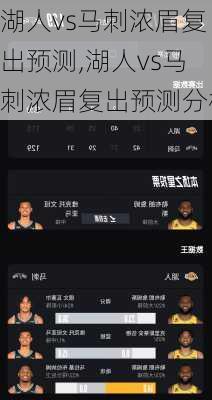 湖人vs马刺浓眉复出预测,湖人vs马刺浓眉复出预测分析