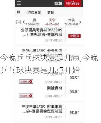 今晚乒乓球决赛是几点,今晚乒乓球决赛是几点开始
