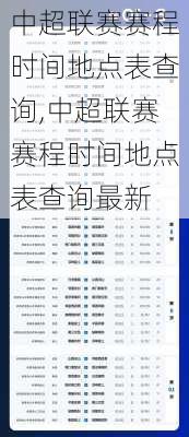 中超联赛赛程时间地点表查询,中超联赛赛程时间地点表查询最新