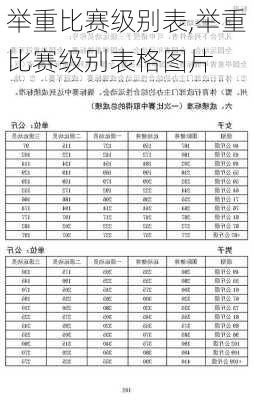 举重比赛级别表,举重比赛级别表格图片
