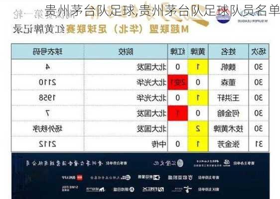 贵州茅台队足球,贵州茅台队足球队员名单
