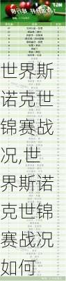 世界斯诺克世锦赛战况,世界斯诺克世锦赛战况如何