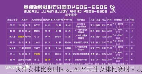 天津女排比赛时间表,2024天津女排比赛时间表