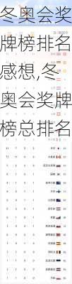 冬奥会奖牌榜排名感想,冬奥会奖牌榜总排名