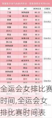全运会女排比赛时间,全运会女排比赛时间表