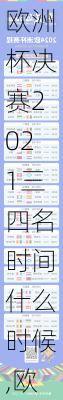 欧洲杯决赛2021三四名时间什么时候,欧洲杯决赛2021三四名时间什么时候开始