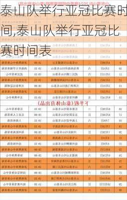 泰山队举行亚冠比赛时间,泰山队举行亚冠比赛时间表
