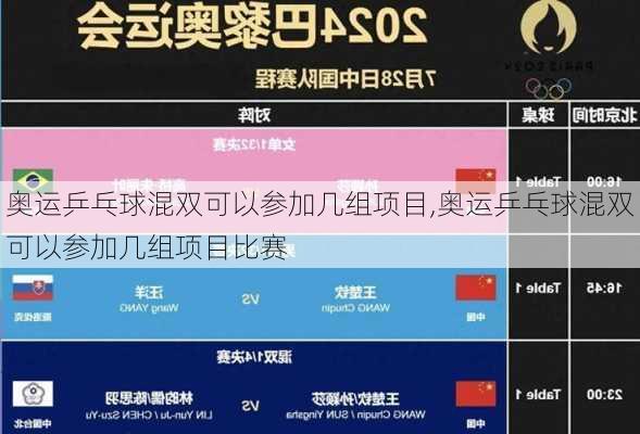 奥运乒乓球混双可以参加几组项目,奥运乒乓球混双可以参加几组项目比赛
