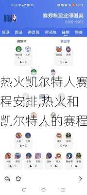 热火凯尔特人赛程安排,热火和凯尔特人的赛程
