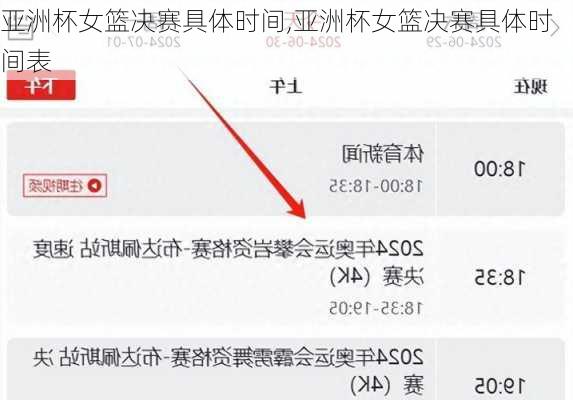 亚洲杯女篮决赛具体时间,亚洲杯女篮决赛具体时间表