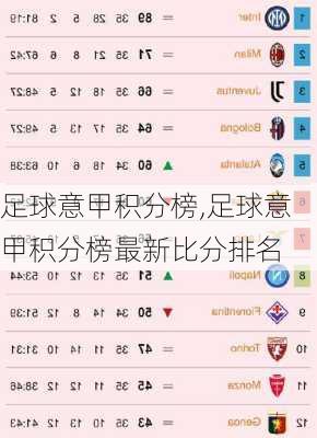足球意甲积分榜,足球意甲积分榜最新比分排名