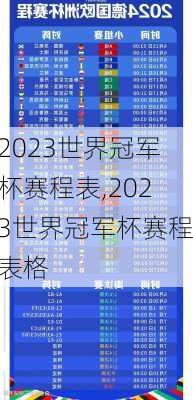 2023世界冠军杯赛程表,2023世界冠军杯赛程表格
