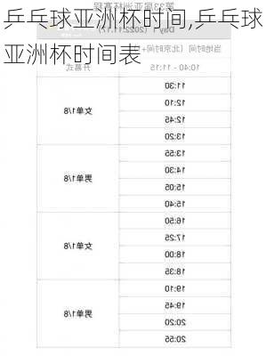 乒乓球亚洲杯时间,乒乓球亚洲杯时间表