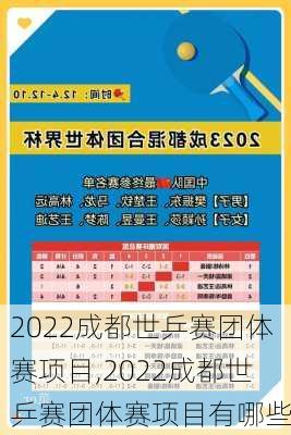 2022成都世乒赛团体赛项目,2022成都世乒赛团体赛项目有哪些