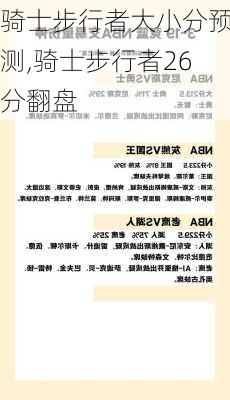 骑士步行者大小分预测,骑士步行者26分翻盘
