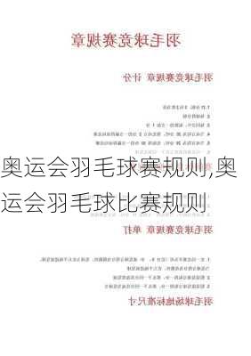 奥运会羽毛球赛规则,奥运会羽毛球比赛规则