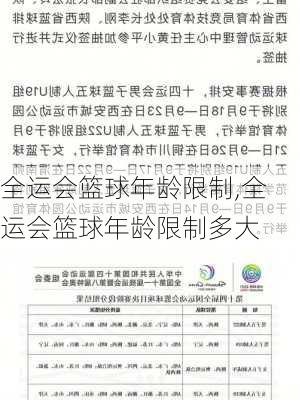 全运会篮球年龄限制,全运会篮球年龄限制多大