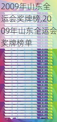 2009年山东全运会奖牌榜,2009年山东全运会奖牌榜单