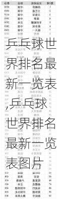 乒乓球世界排名最新一览表,乒乓球世界排名最新一览表图片