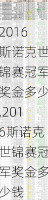 2016斯诺克世锦赛冠军奖金多少,2016斯诺克世锦赛冠军奖金多少钱