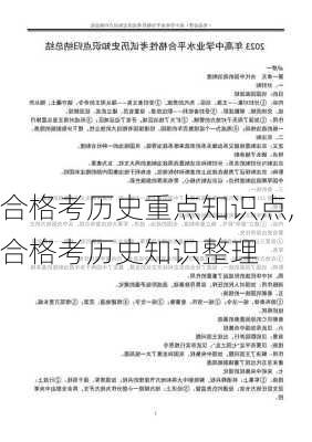 合格考历史重点知识点,合格考历史知识整理
