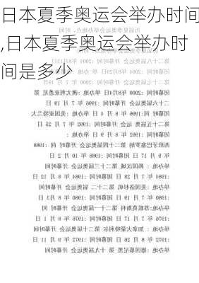 日本夏季奥运会举办时间,日本夏季奥运会举办时间是多少
