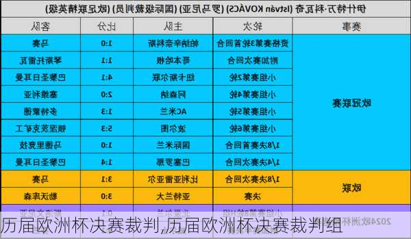 历届欧洲杯决赛裁判,历届欧洲杯决赛裁判组