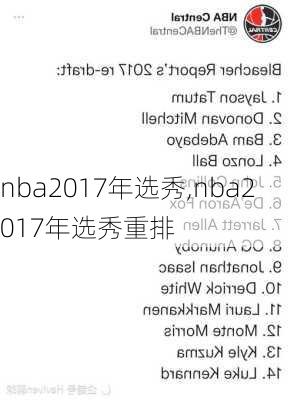 nba2017年选秀,nba2017年选秀重排