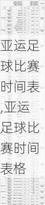 亚运足球比赛时间表,亚运足球比赛时间表格
