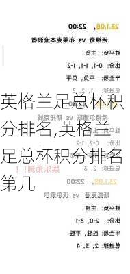 英格兰足总杯积分排名,英格兰足总杯积分排名第几