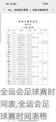 全运会足球赛时间表,全运会足球赛时间表格