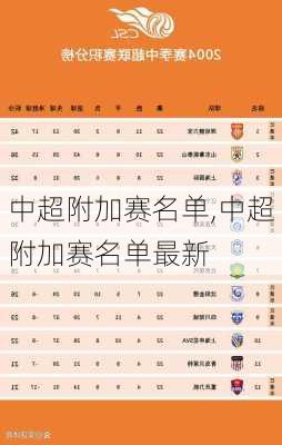中超附加赛名单,中超附加赛名单最新