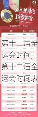 第十二届全运会时间,第十二届全运会时间表