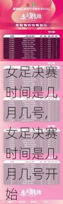 女足决赛时间是几月几号,女足决赛时间是几月几号开始