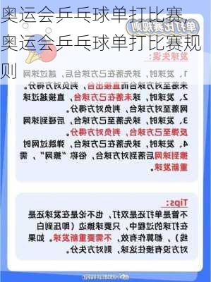 奥运会乒乓球单打比赛,奥运会乒乓球单打比赛规则
