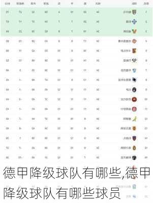 德甲降级球队有哪些,德甲降级球队有哪些球员