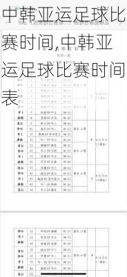 中韩亚运足球比赛时间,中韩亚运足球比赛时间表