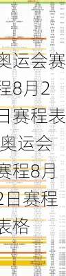 奥运会赛程8月2日赛程表,奥运会赛程8月2日赛程表格