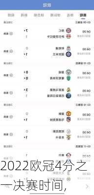 2022欧冠4分之一决赛时间,