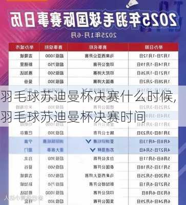 羽毛球苏迪曼杯决赛什么时候,羽毛球苏迪曼杯决赛时间