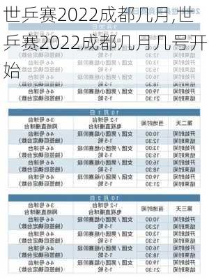 世乒赛2022成都几月,世乒赛2022成都几月几号开始