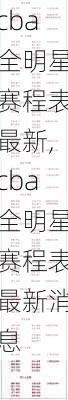 cba全明星赛程表最新,cba全明星赛程表最新消息