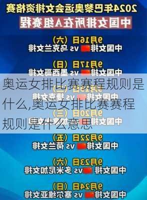 奥运女排比赛赛程规则是什么,奥运女排比赛赛程规则是什么意思